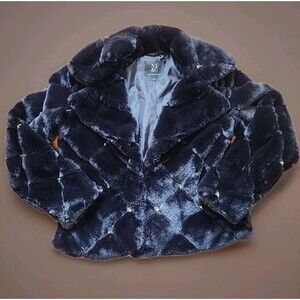 New York & Company Luxe Faux Fur Jacket – Embellished with Rhinestones - Medium